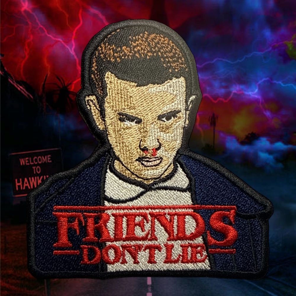 Embroidered 'Friends Don't Lie' Patch - Black, Red, Cream